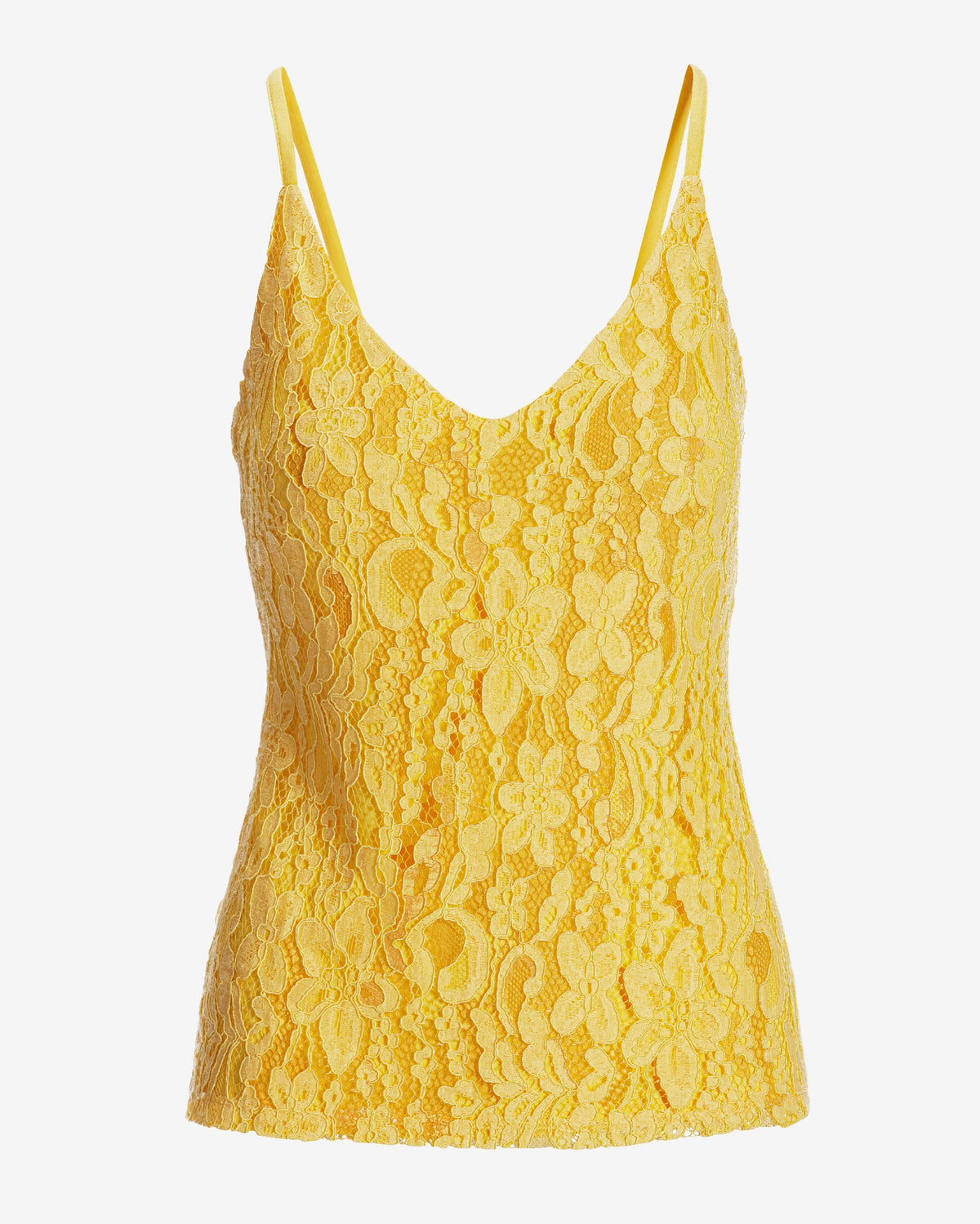 Lace Front V-Neck Cami Top Lemon Drop