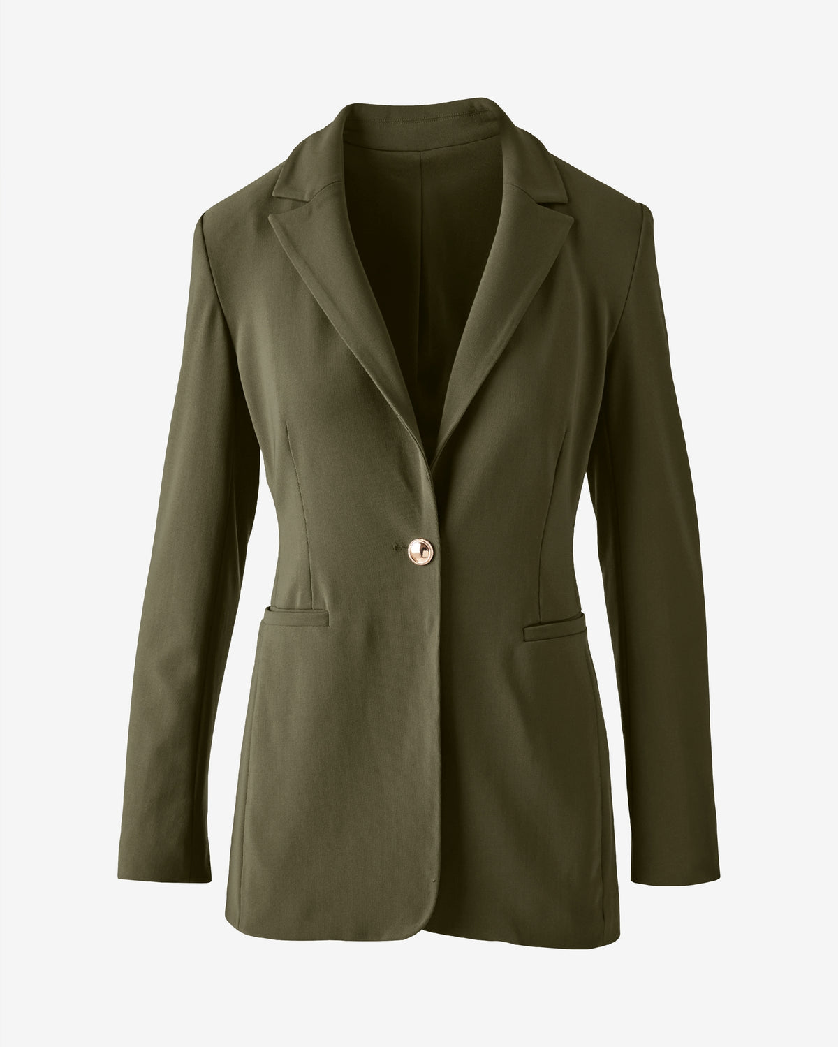 Beyond Travel Tailored Single Button Blazer Olive Night