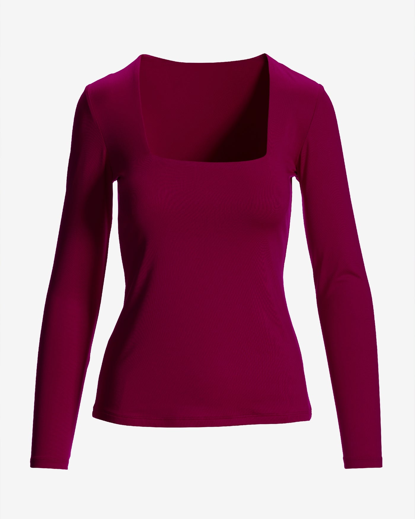 So Modern Square Neck Long Sleeve Top Maroon