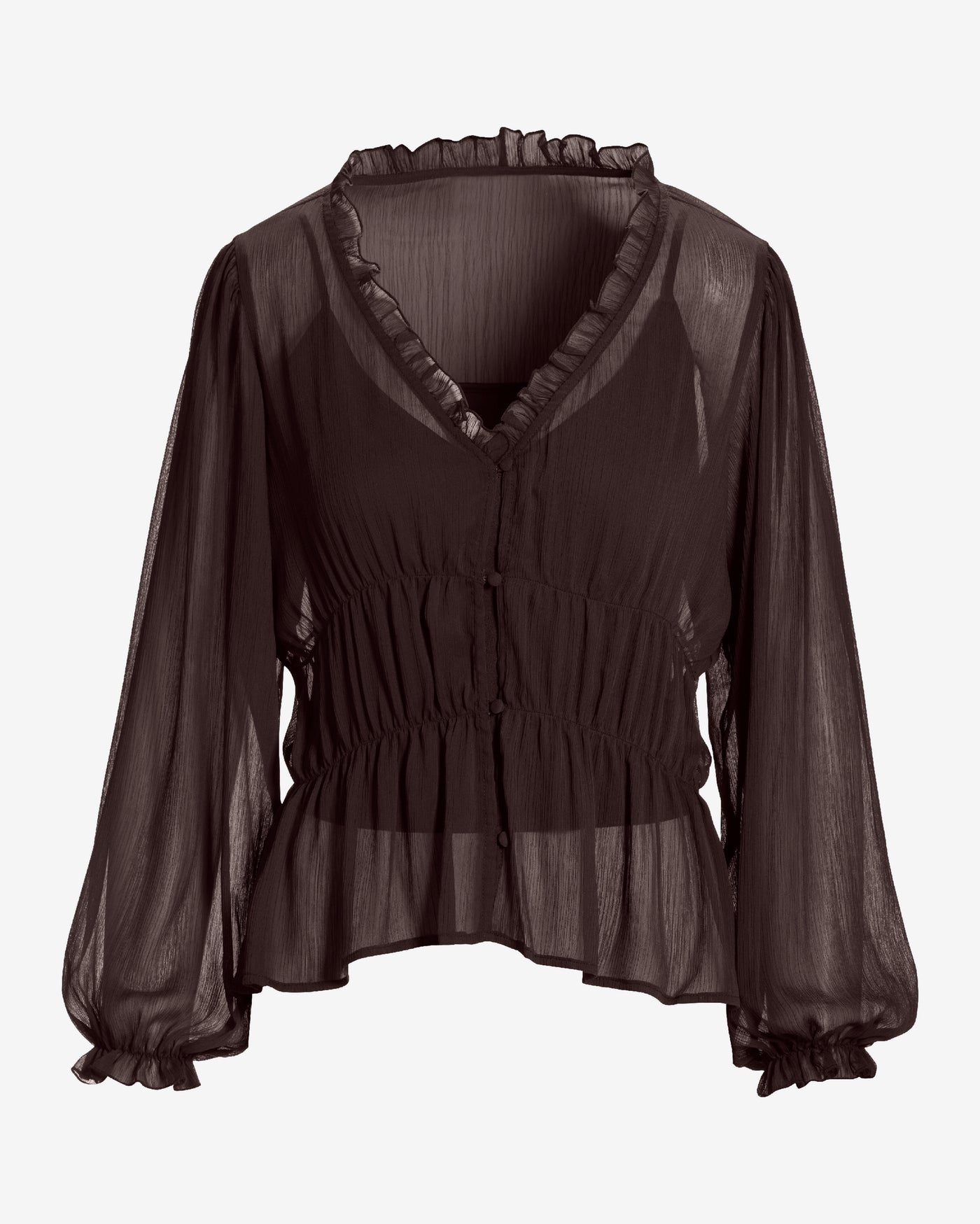 Easy Chic Balloon Sleeve Blouse Brown