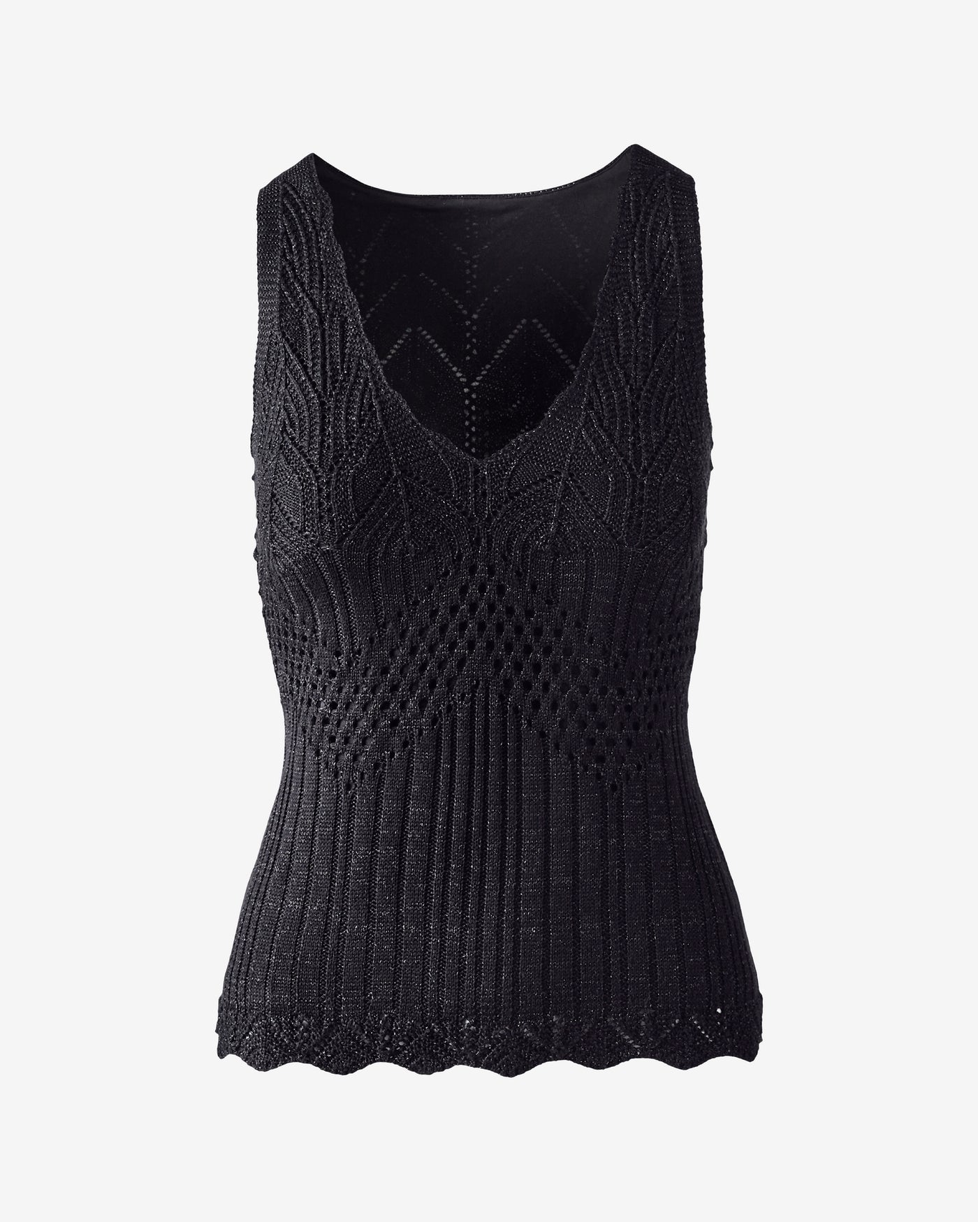 Metallic Crochet Tank Black