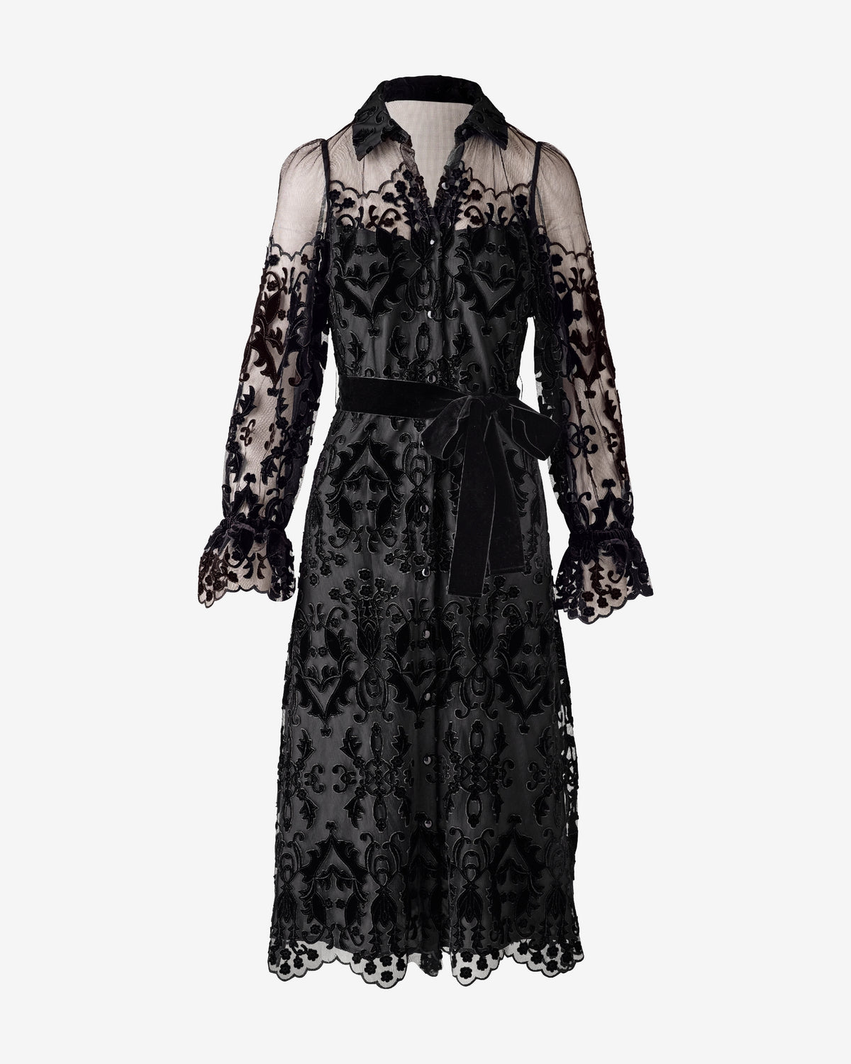 Velvet Burnout Shirt Dress Proper Black