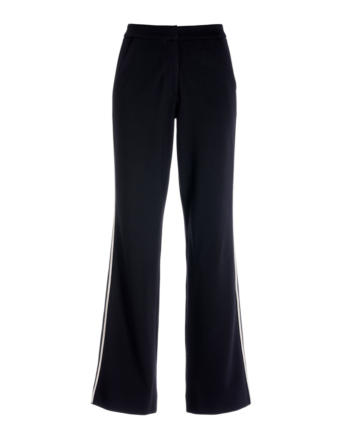 Crystal Shimmer Trim Ponte Trouser Pant Black/Silver