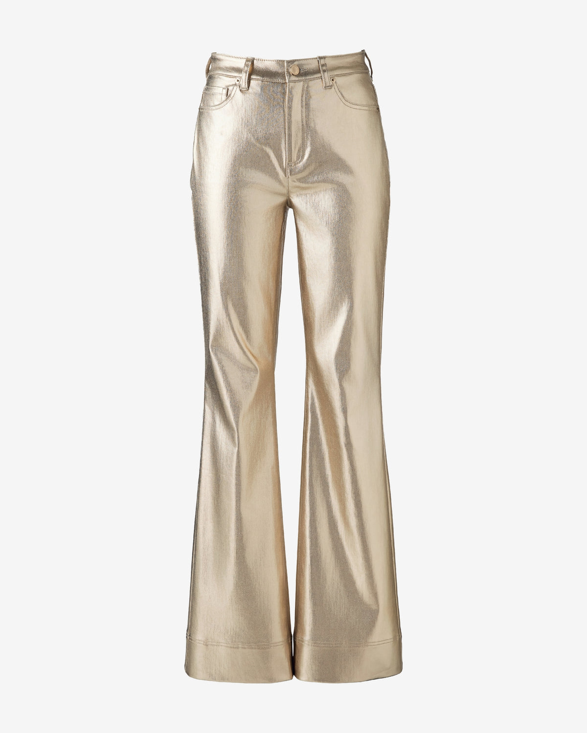 Bootcut Wide Hem Coated Denim Jean Champagne