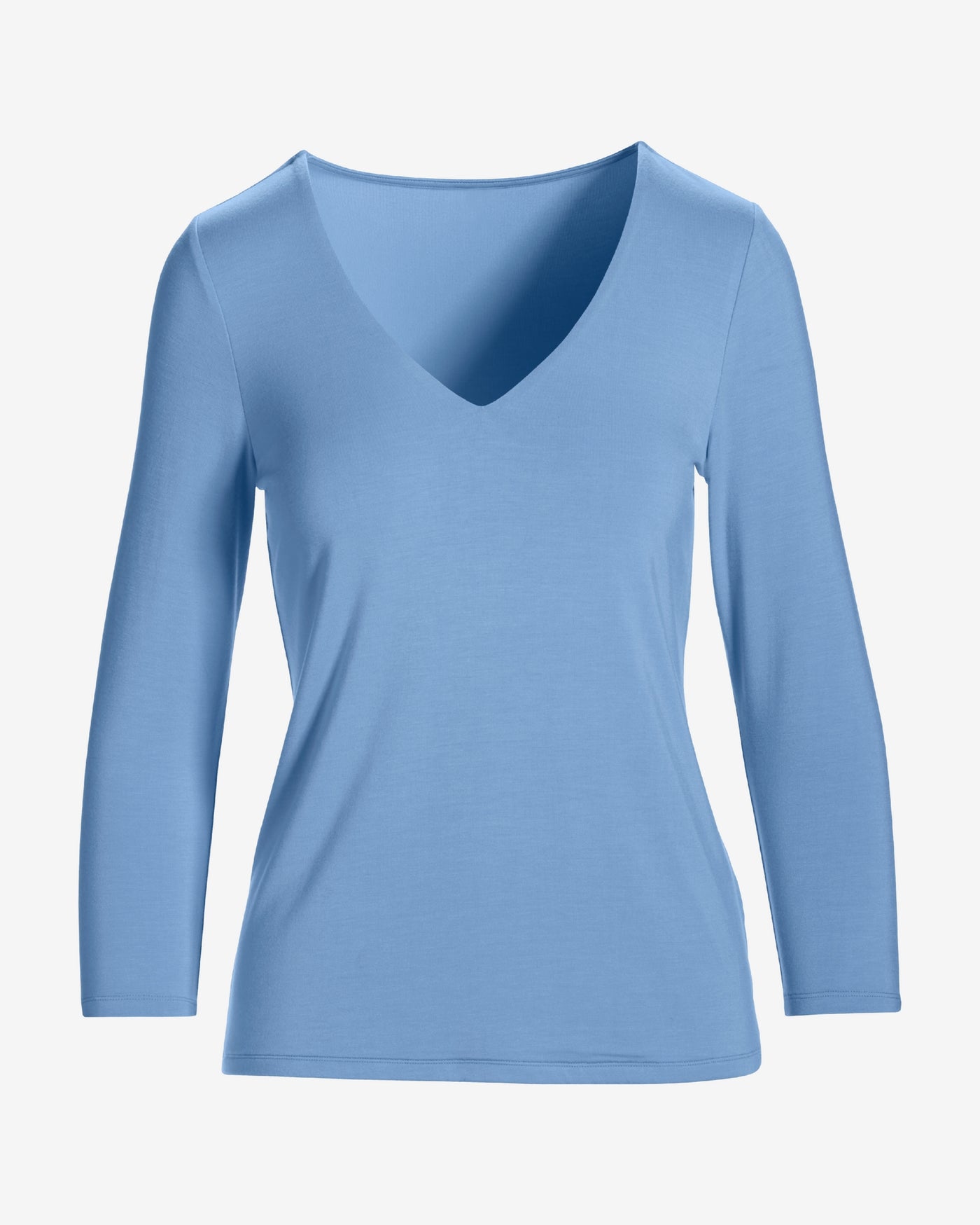 Effortless Three Quarter Sleeve V Neck Clear Blue Sky