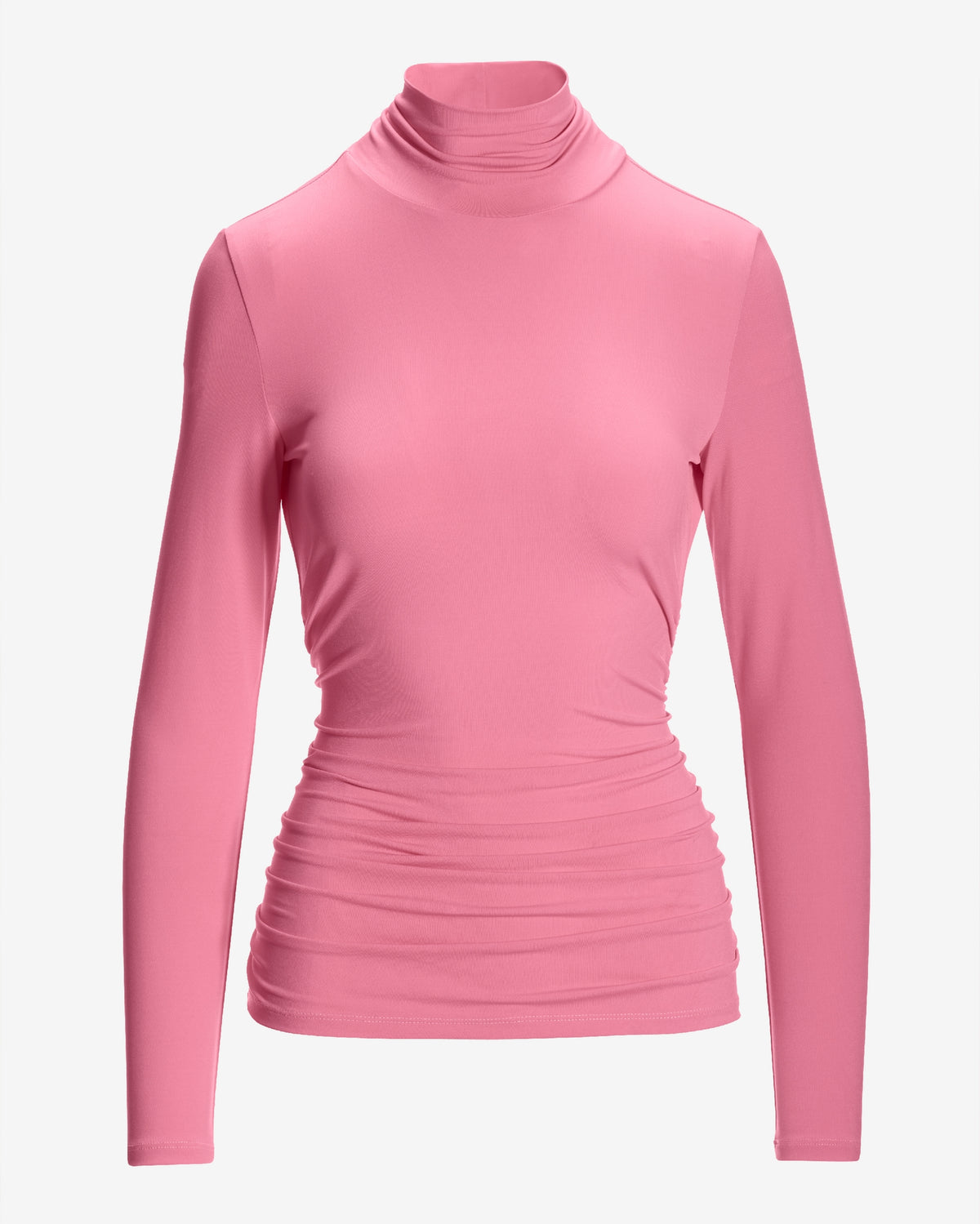 So Chic Ruched Turtleneck Top Phlox Pink
