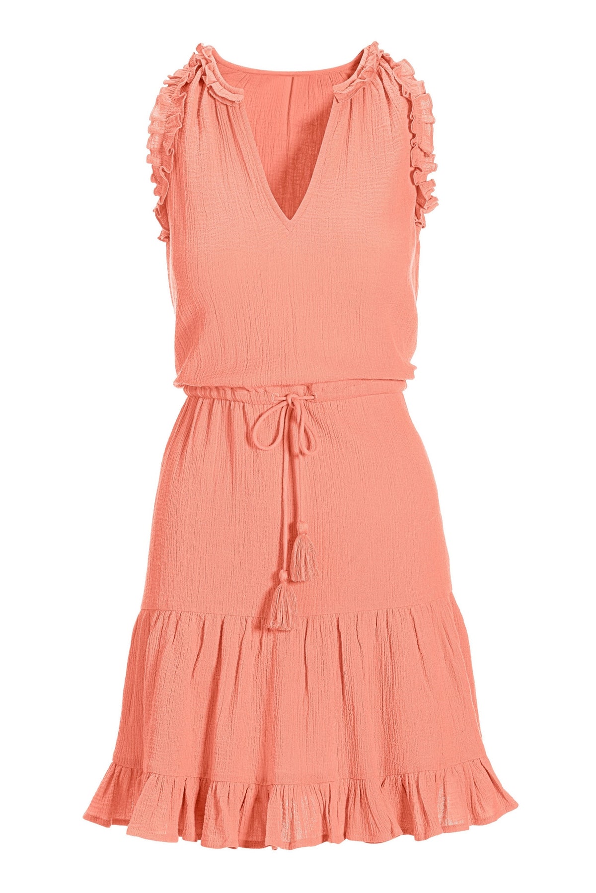 Tiered Sleeveless Short Gauze Dress Pink