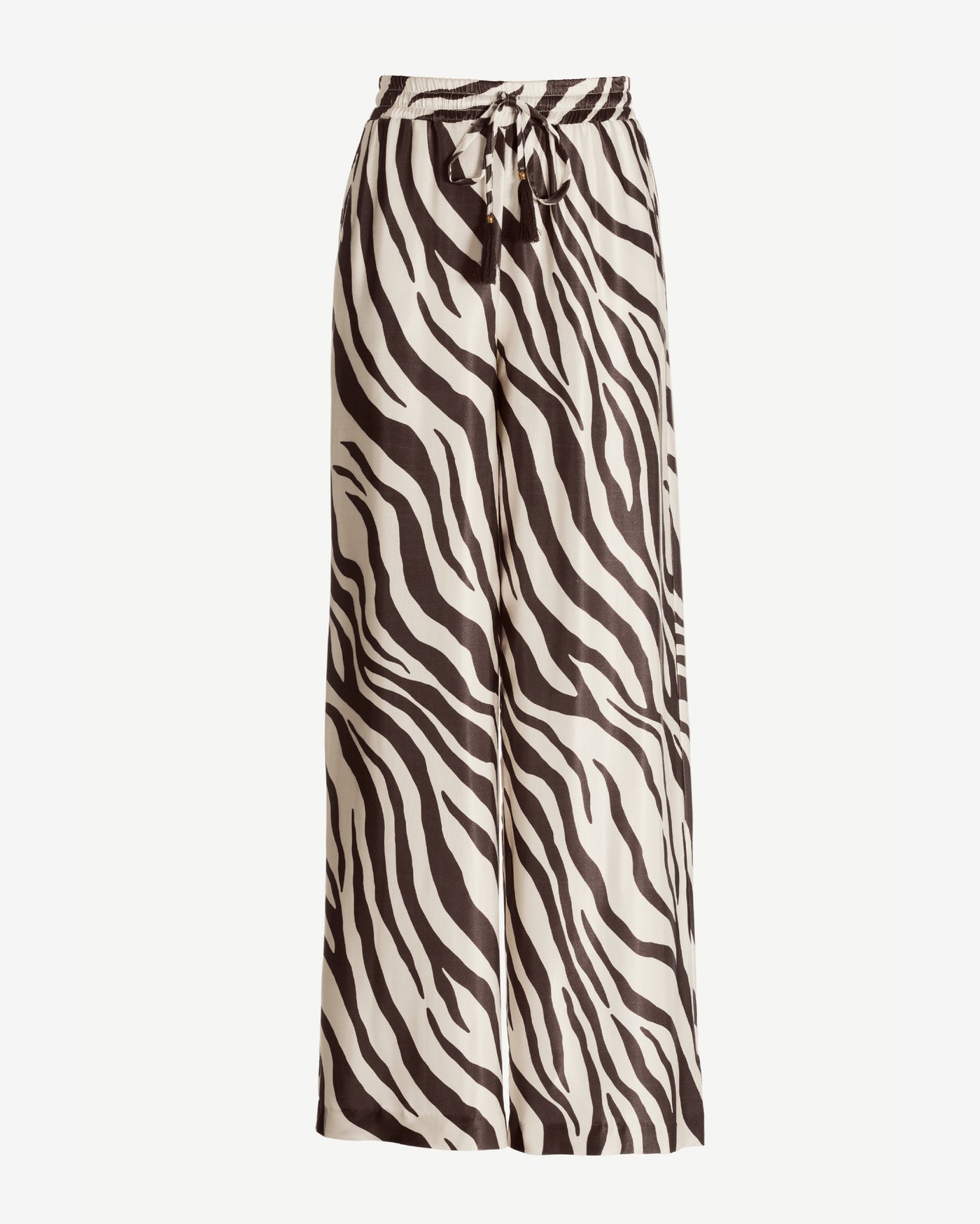 Malibu Chocolate Zebra Drawstring Wide Leg Pant Brown/Off White