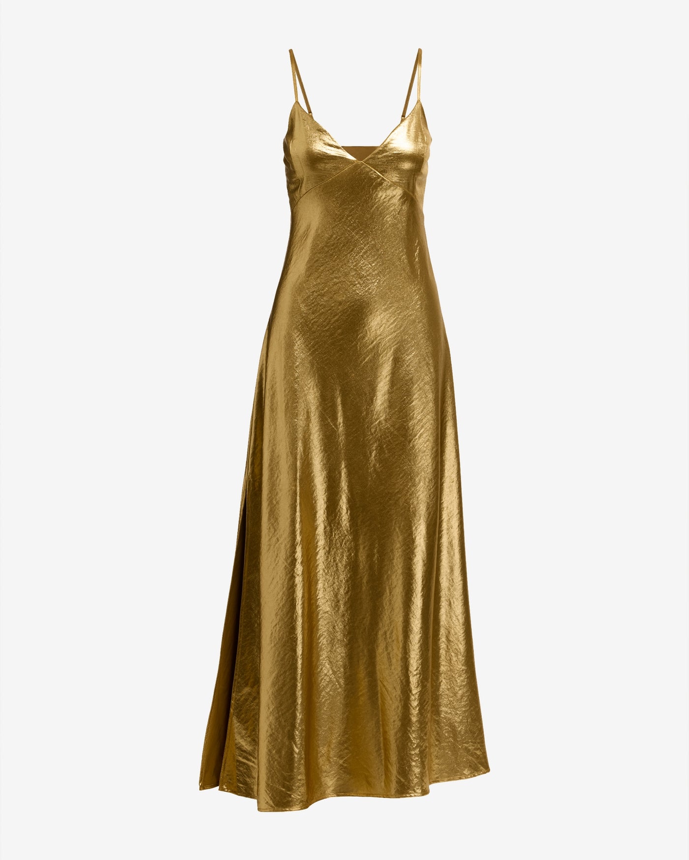 Metallic Satin Slip Dress Gold