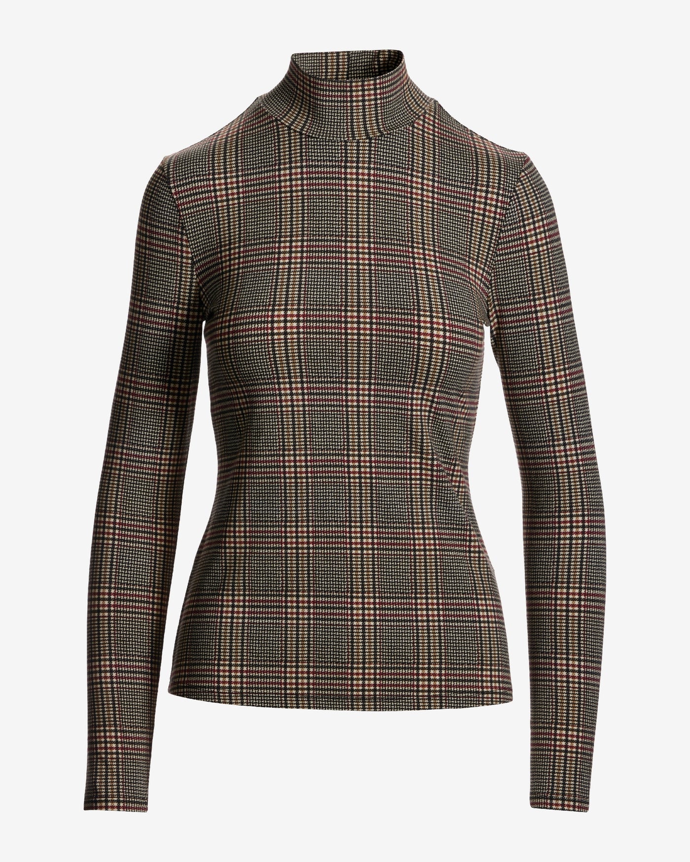 Long Sleeve Printed Turtleneck Top Proper Plaid