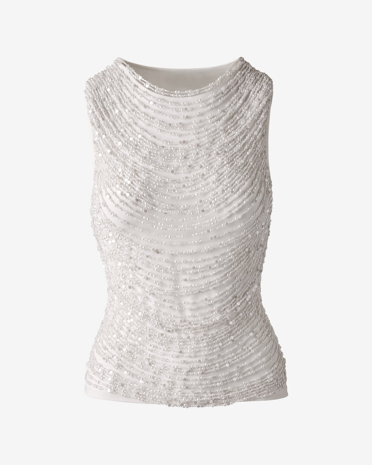 Pearl Detail Knit Tank Off White