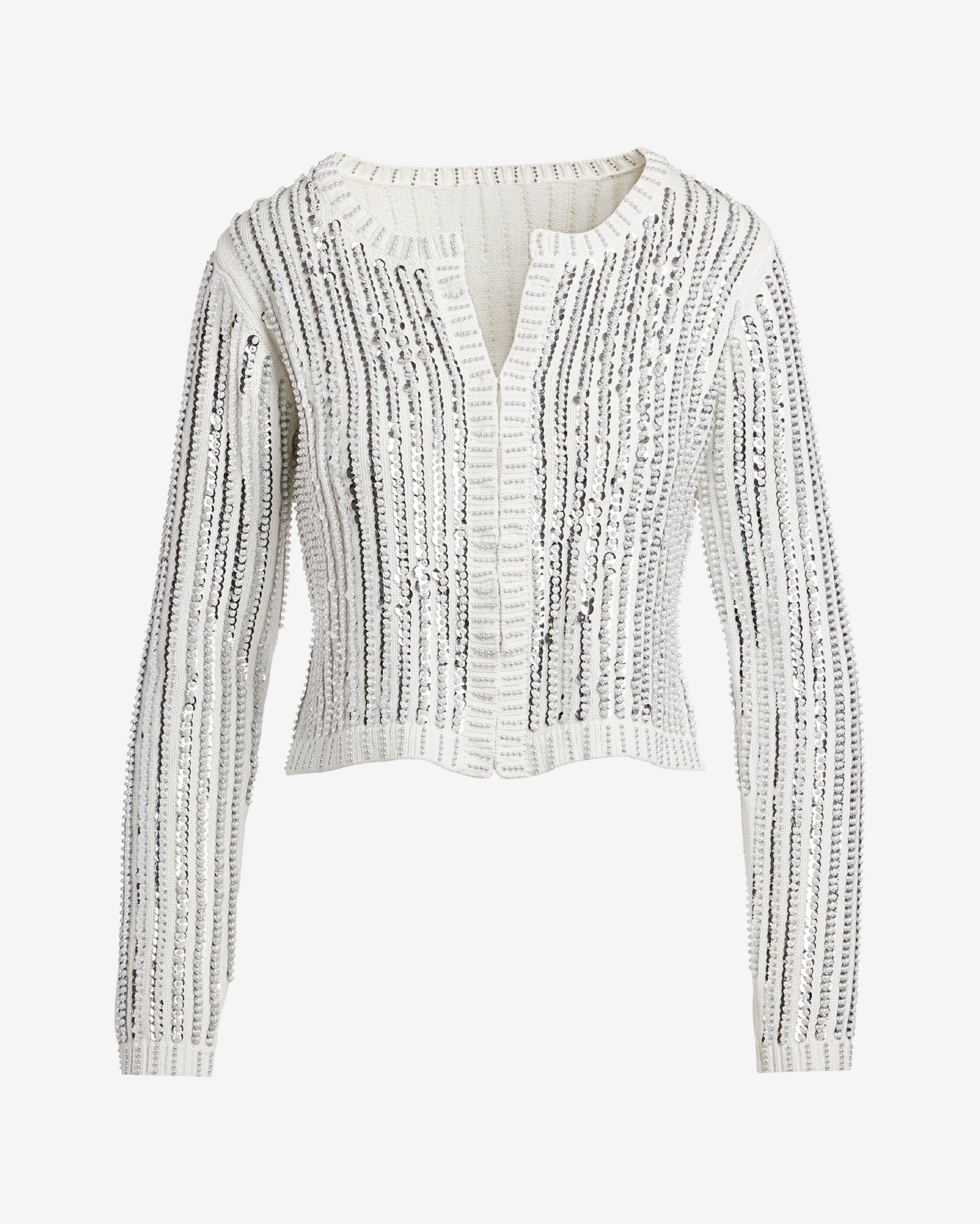 Pearl & Sequin Embellished Cardigan Off White