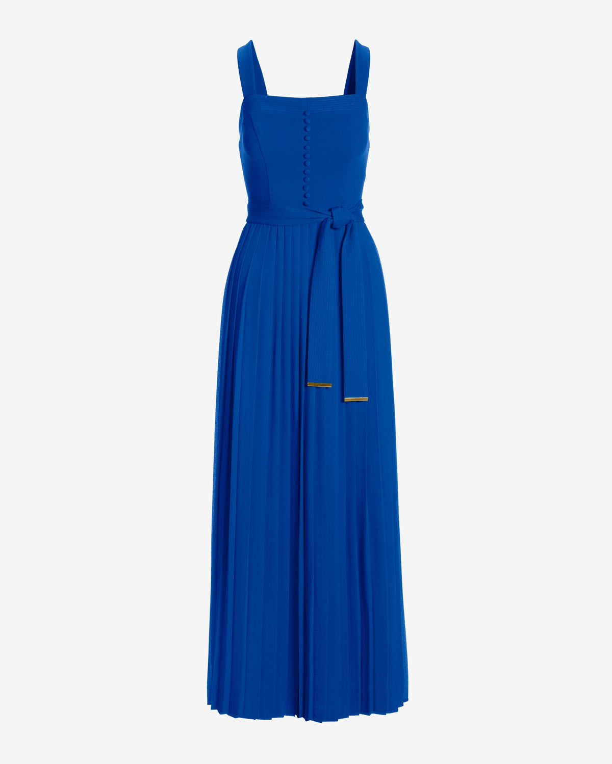 Pleated A Line Maxi Dress Dazzling Blue