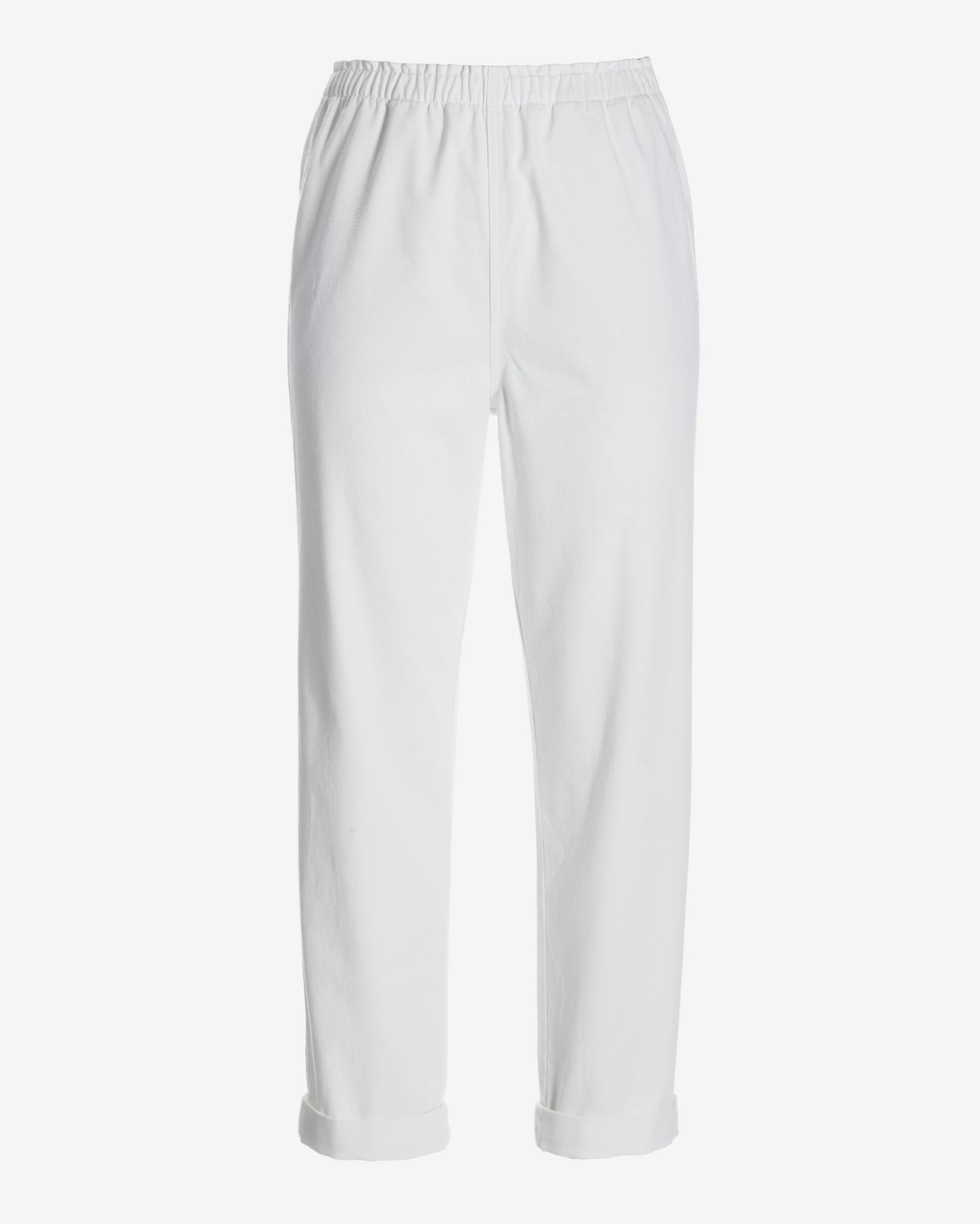 Sedona Pull On Rolled Cuff Straight Leg Pants White
