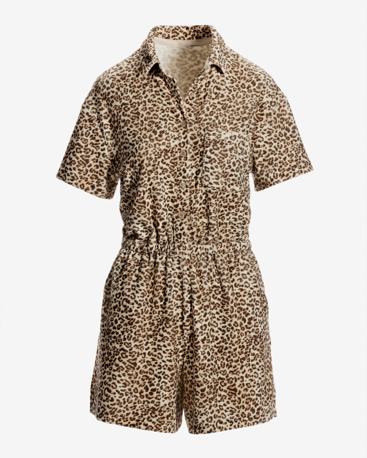 Beach Terry Mini Cheetah Printed Romper Brown