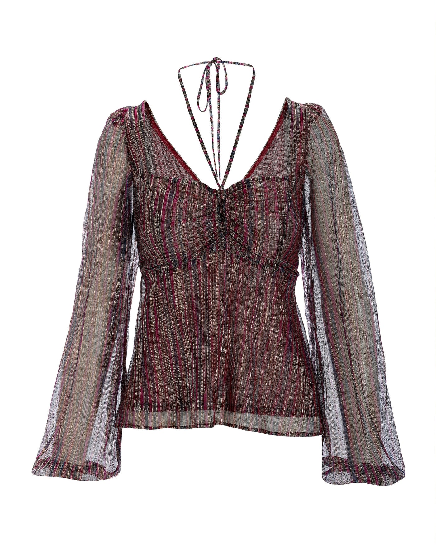 Metallic Ring Sweetheart Knit Top Pink Multi