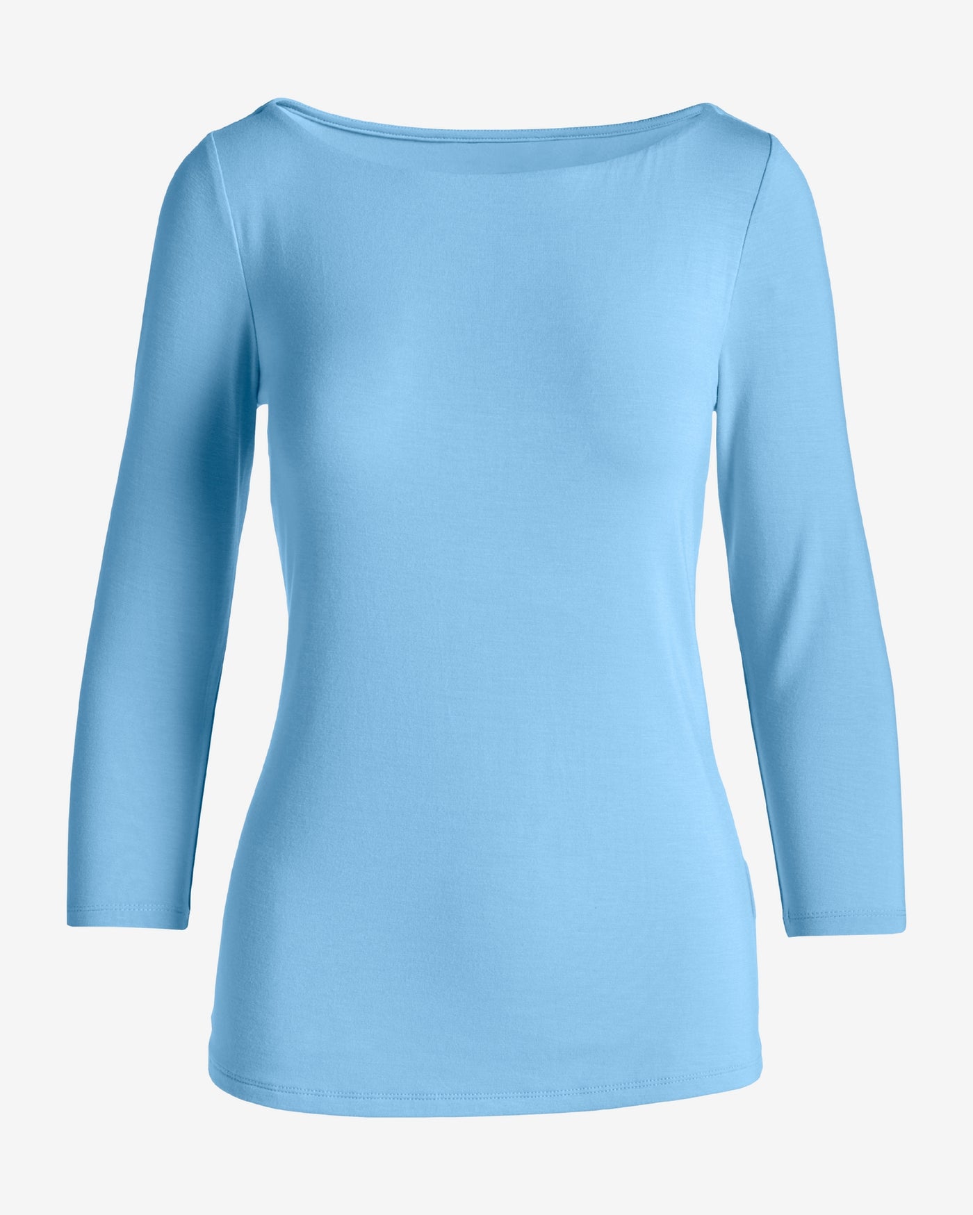 So Effortless Boat Neck 3/4 Sleeve Knit Top Airy Blue