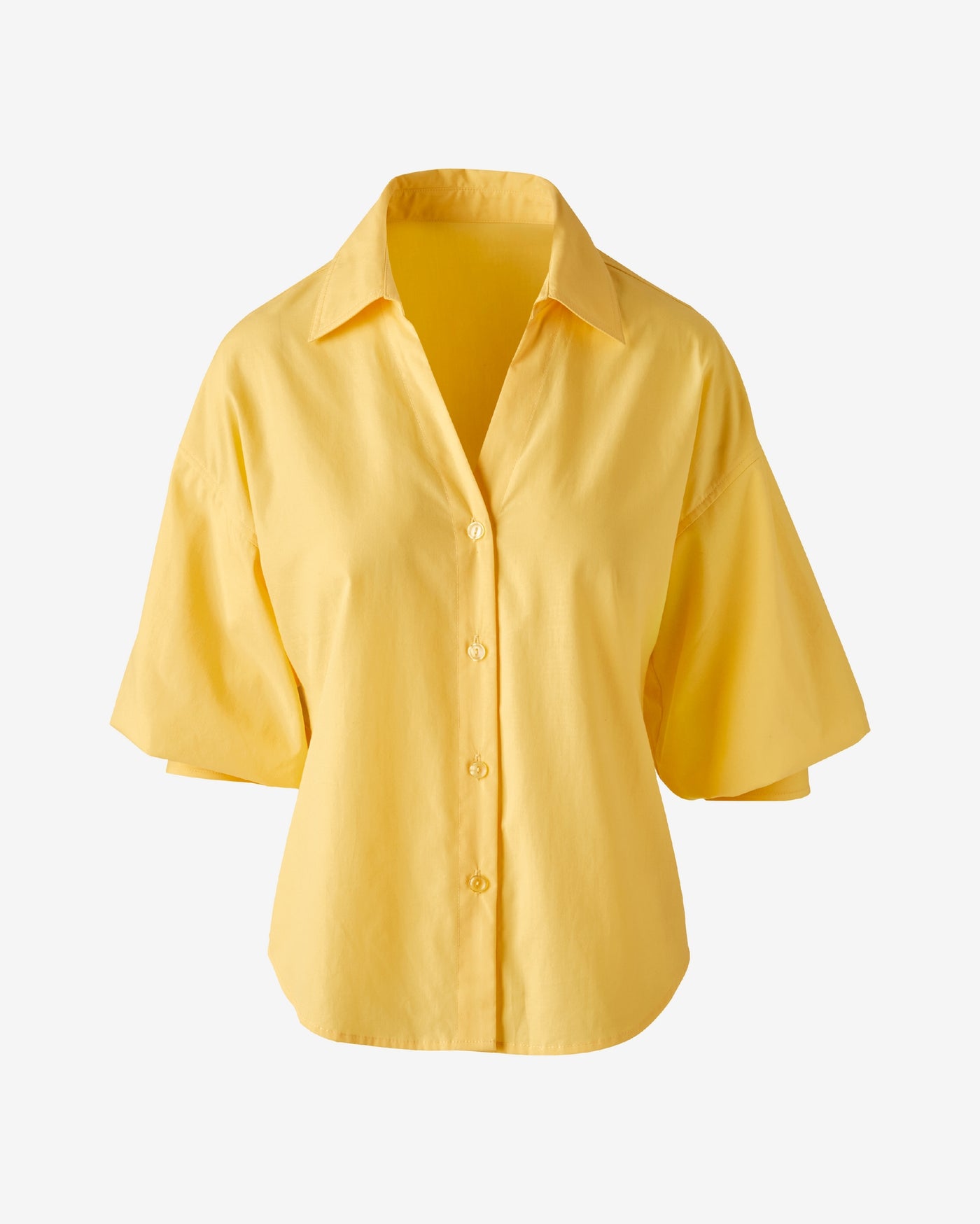 Poplin Puff Sleeve Button Up Shirt Lemon Drop