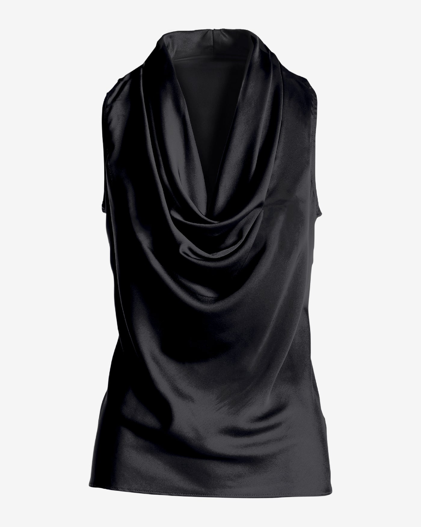 Marilyn Cowl-Neck Charmeuse Blouse Black