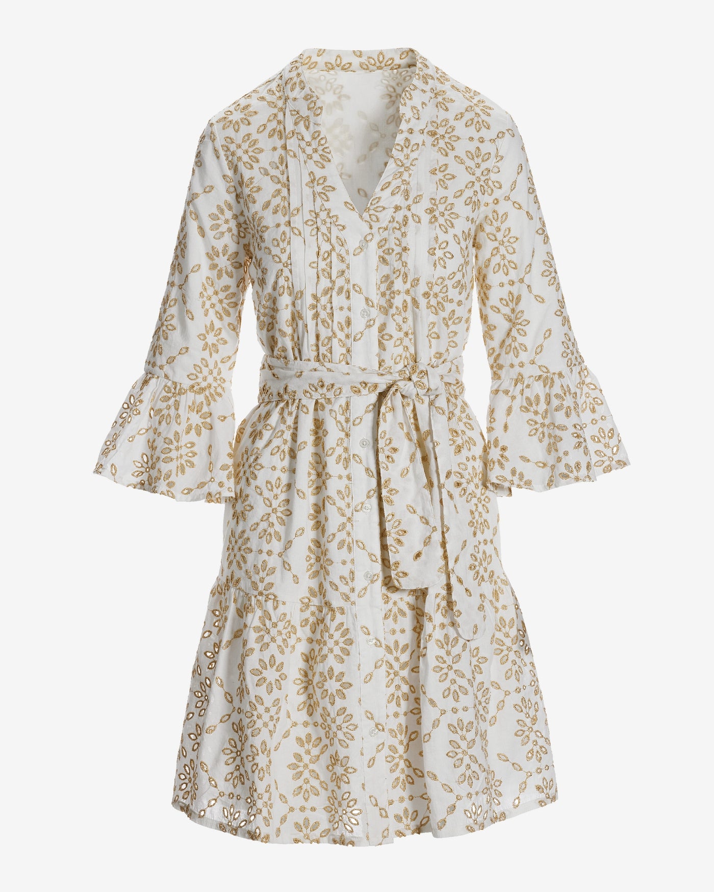 Shimmer eyelet Fit and Flare Dress White