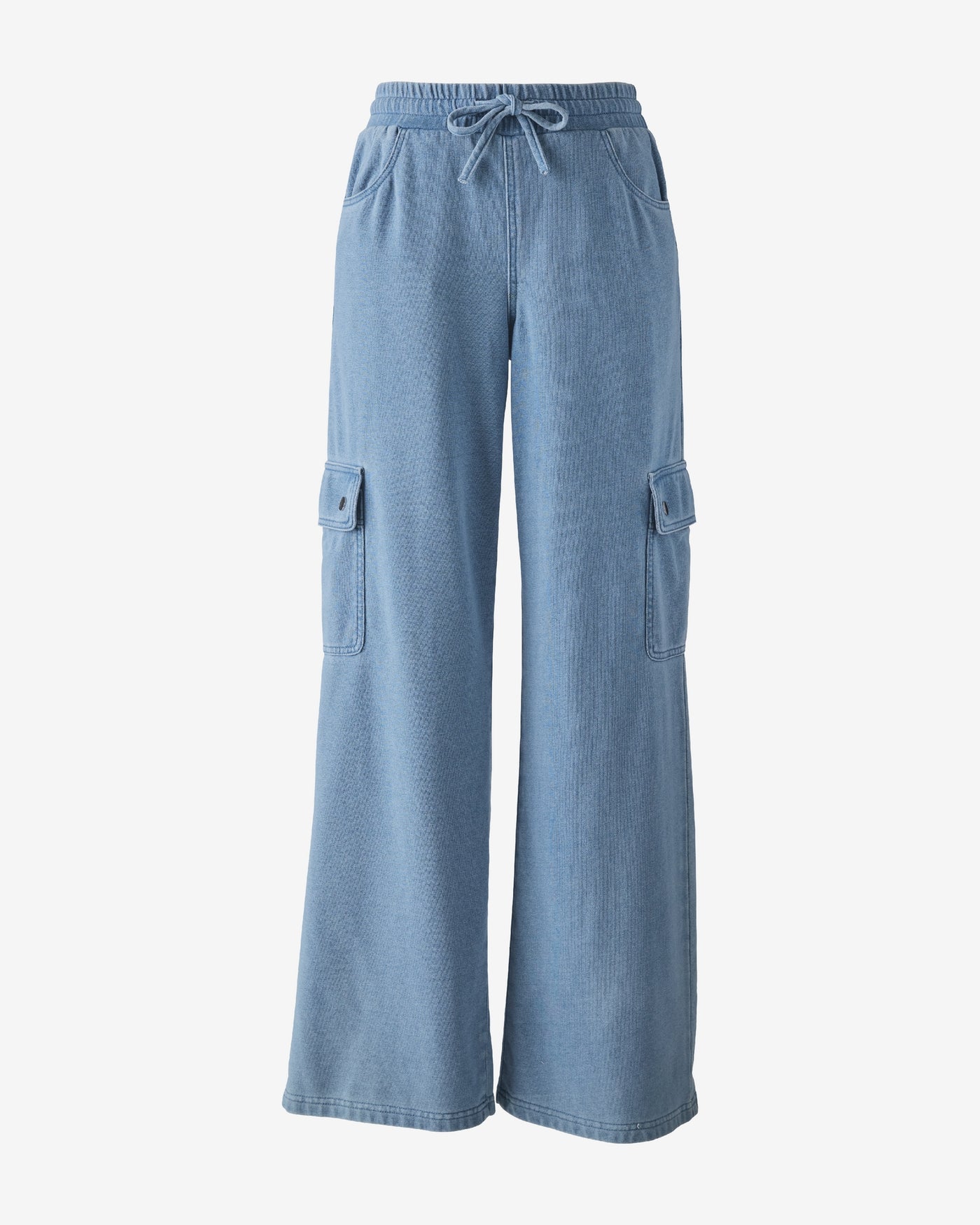 Denim French Terry Cargo Pant Light Wash Denim