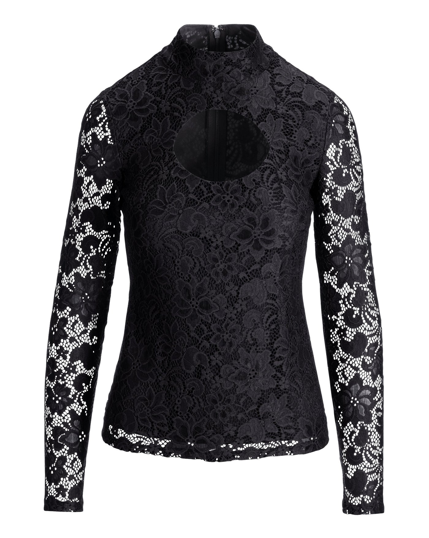 Lace Cut Out Turtleneck Black