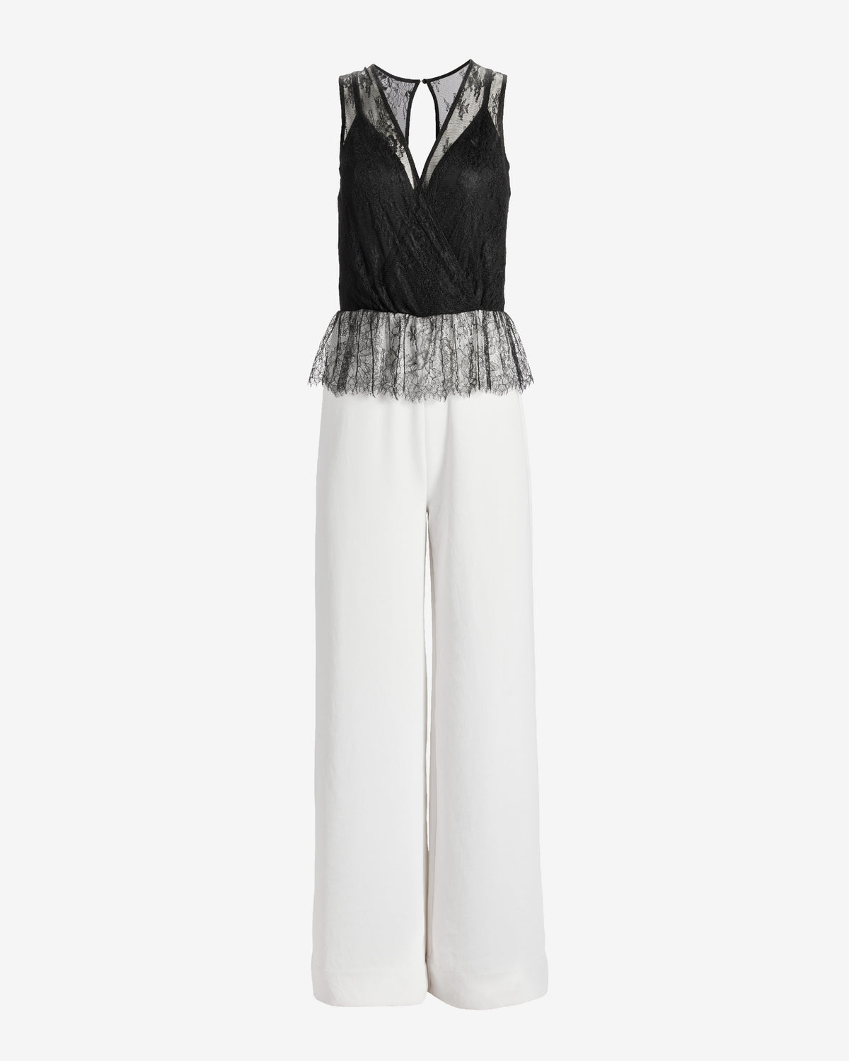 Peplum Lace Jumpsuit Black/White