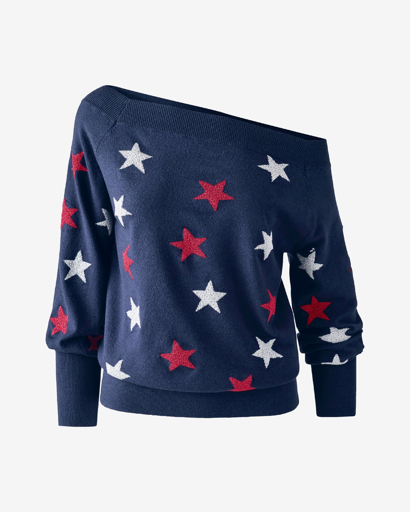 Glittering Star Intarsia Slouchy Sweater Sparkling Stars