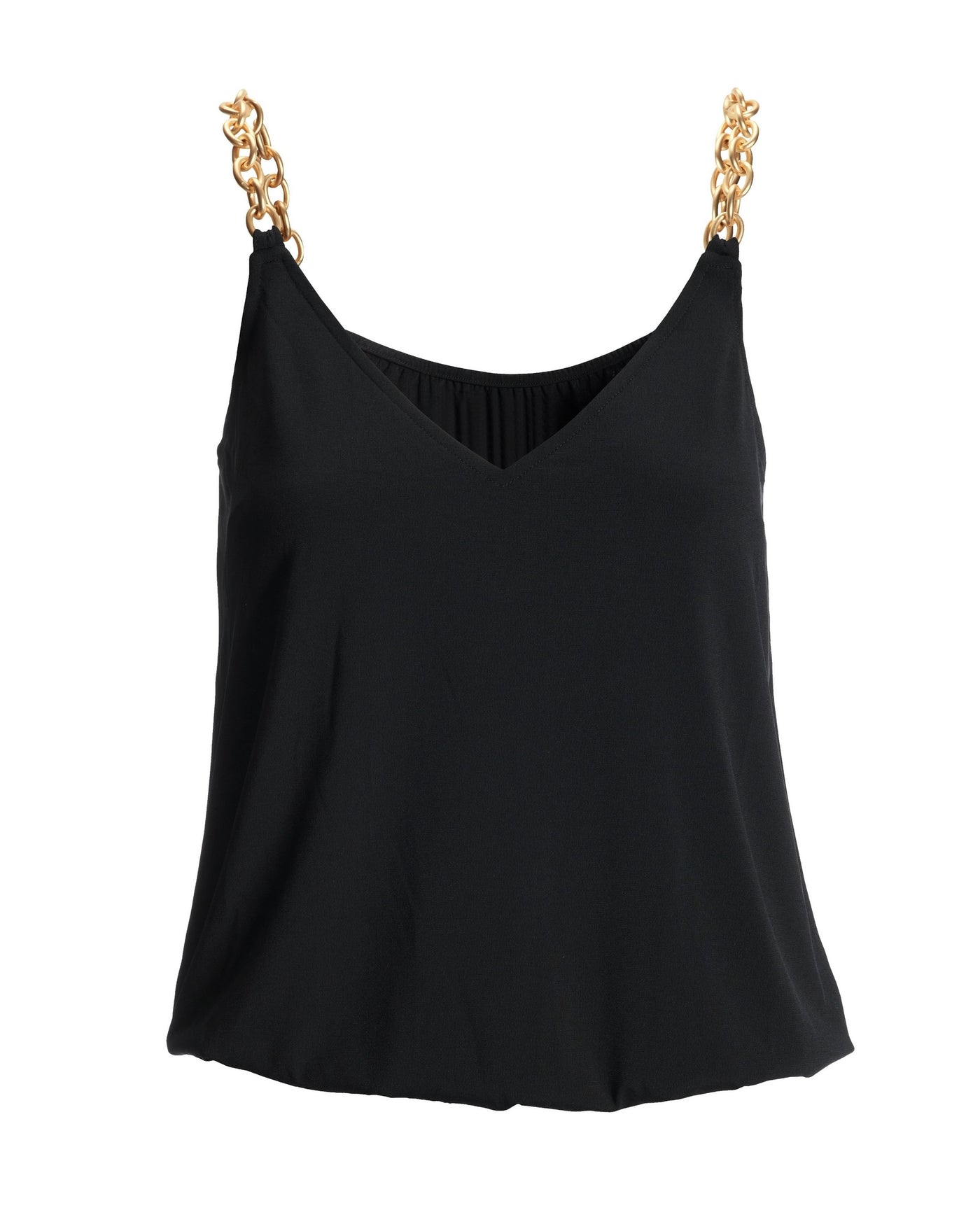 So Chic Chain Strap Blouson Tank Black