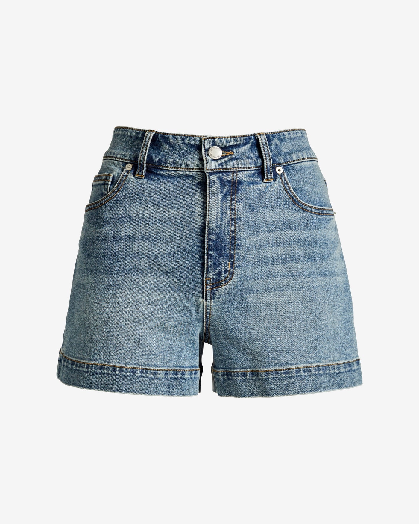 Wide Hem Detail Denim Short Medium Wash