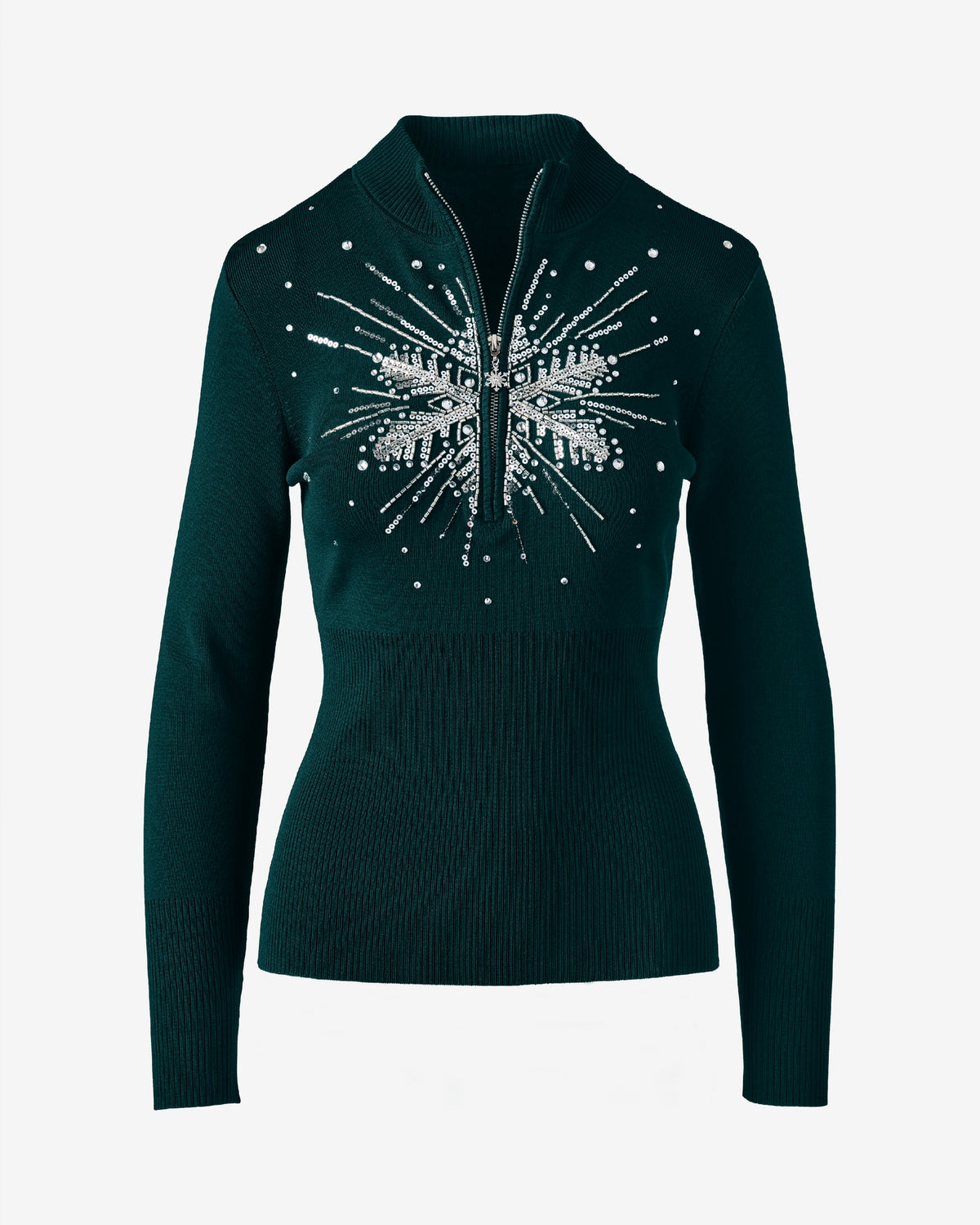 Half Zip Sparkle Snowflake Sweater Hunt Club