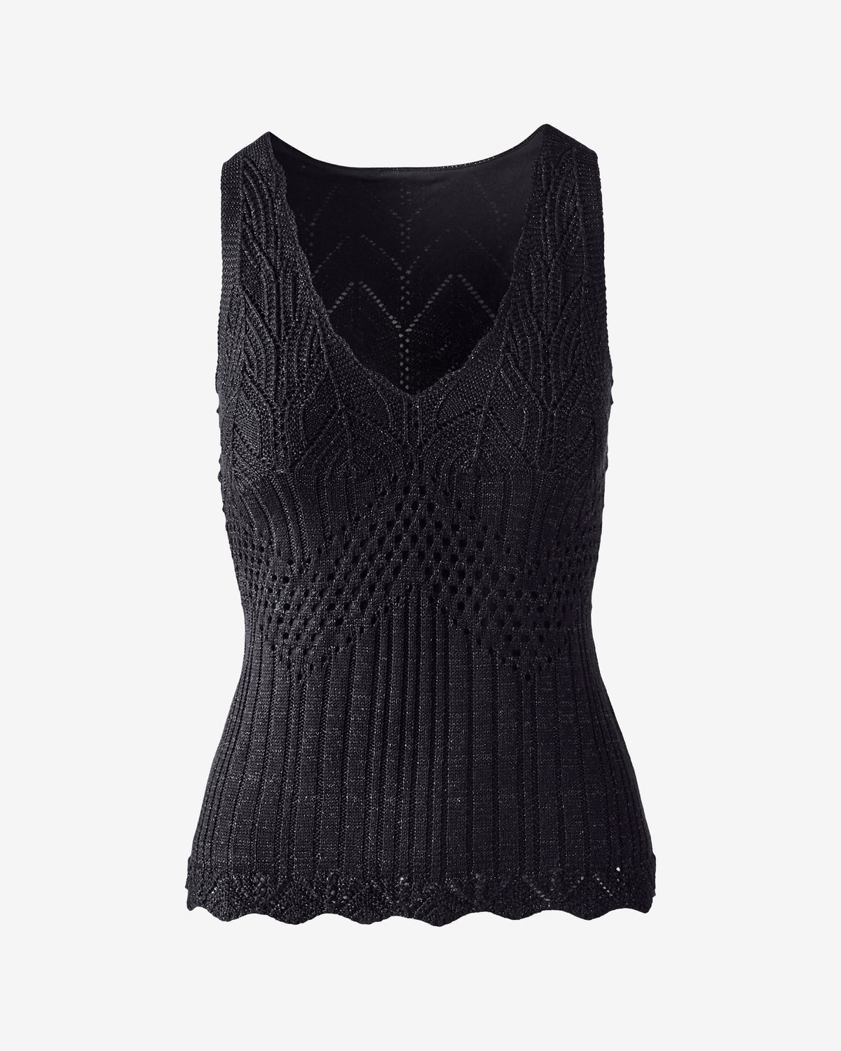 Metallic Crochet Tank Black