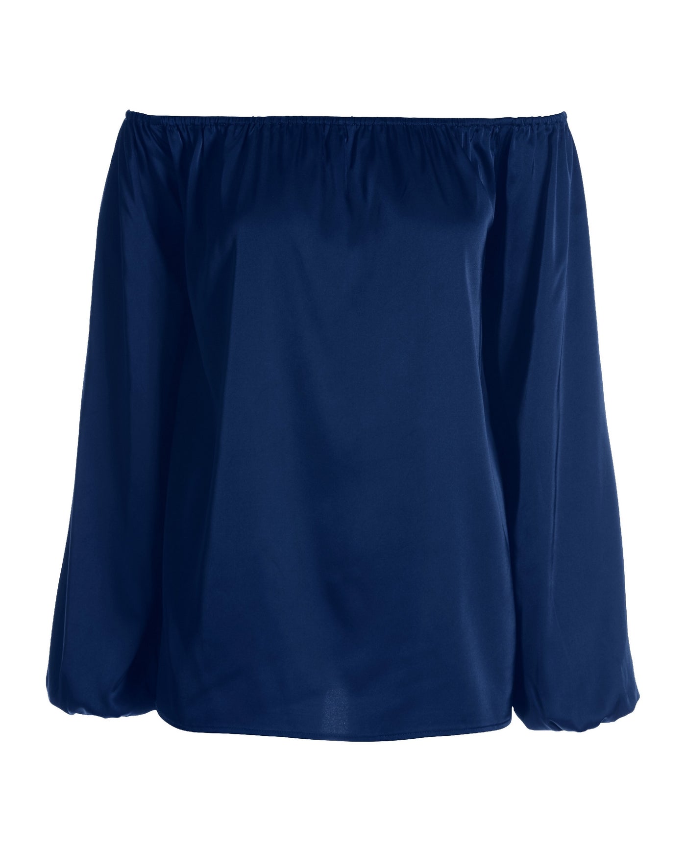 Anna Off the Shoulder Charmeuse Blouse Navy