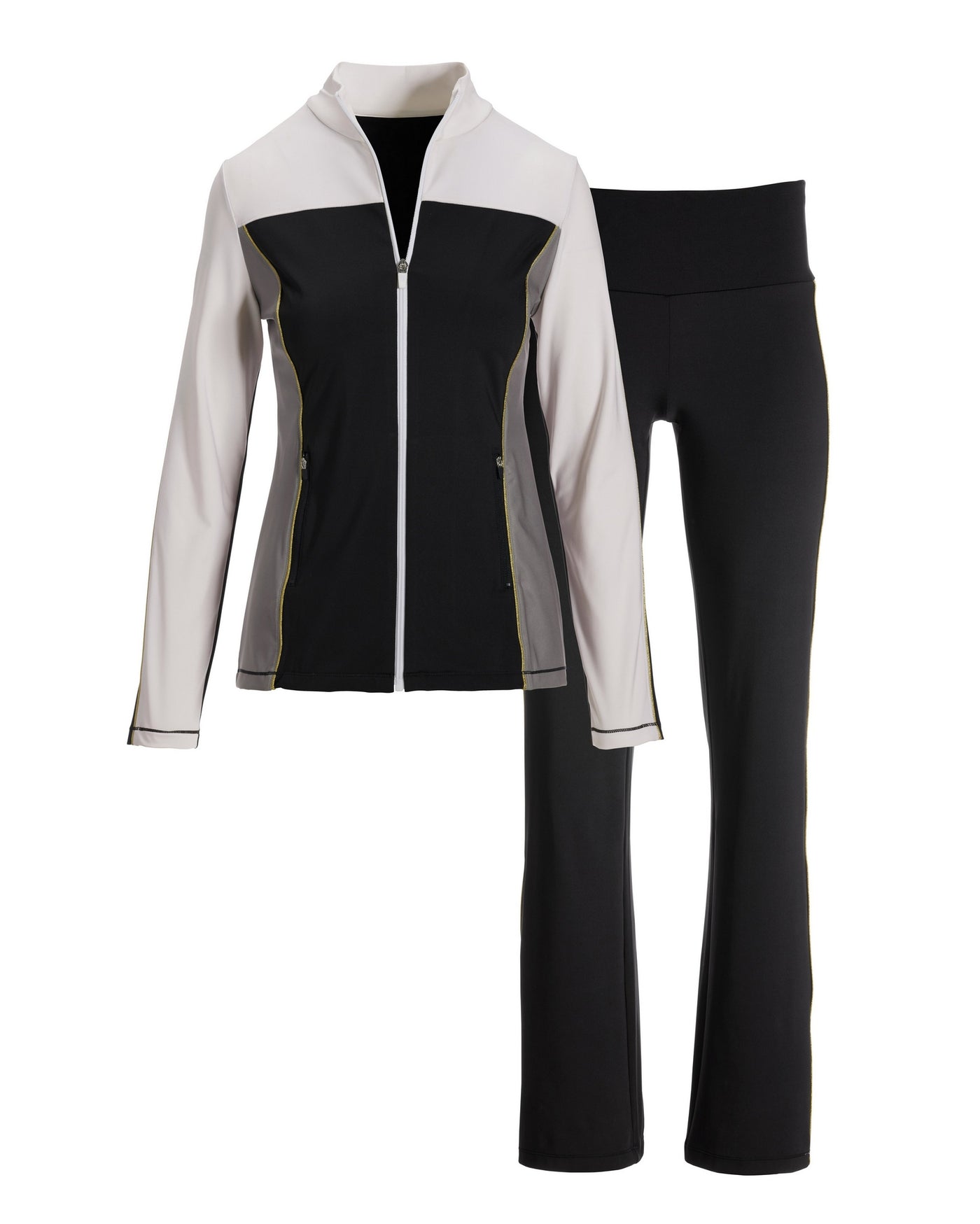 B-Active Color Block Tunic Jacket Set Black/White