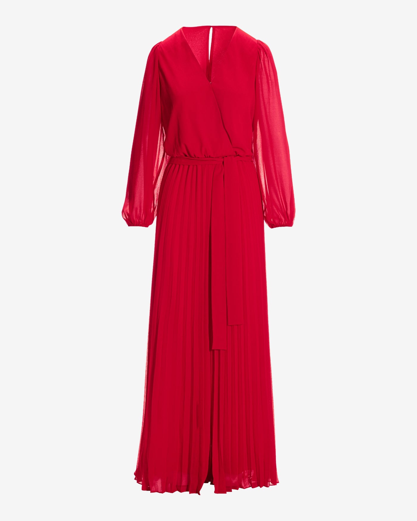Long Sleeve Pleated Wide Leg Jumpsuit Tomato Red