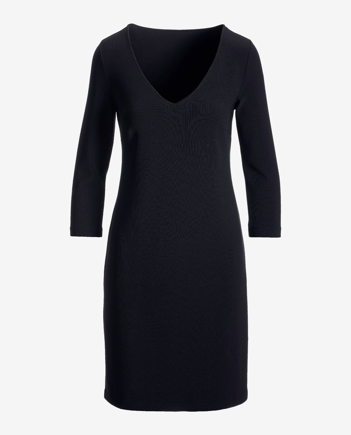 Beyond Travel Three-Quarter Sleeve V Neck Dress Jet Black