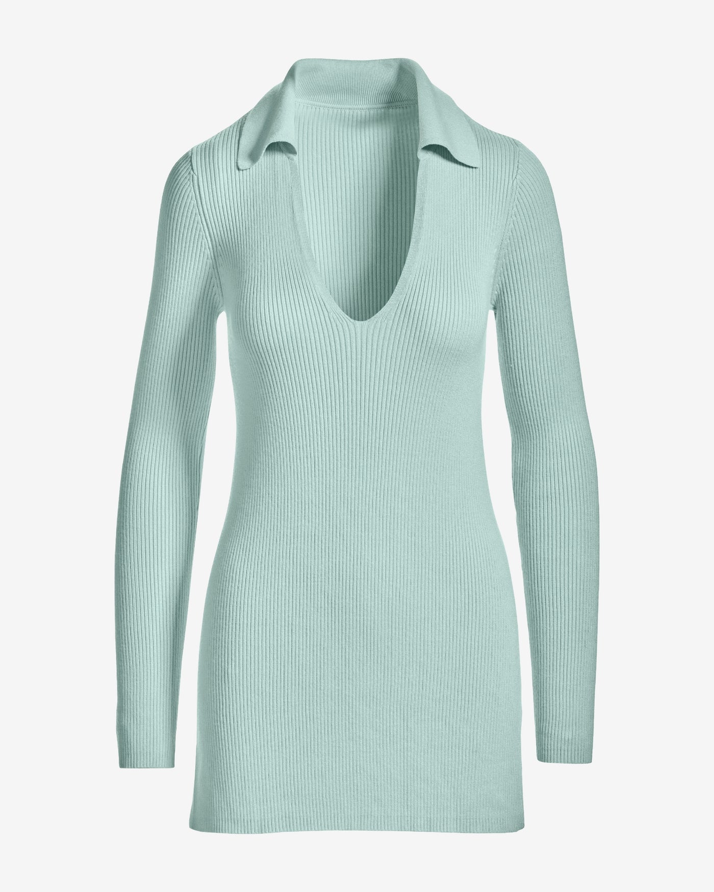 Ribbed Collar Tunic Sweater Surf Spray