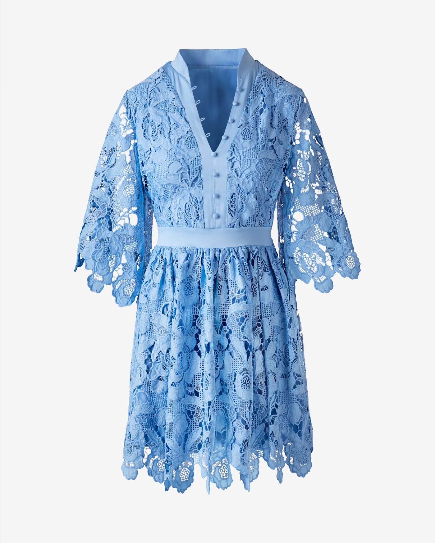 Button Up Eyelet Lace Dress Blue Bell