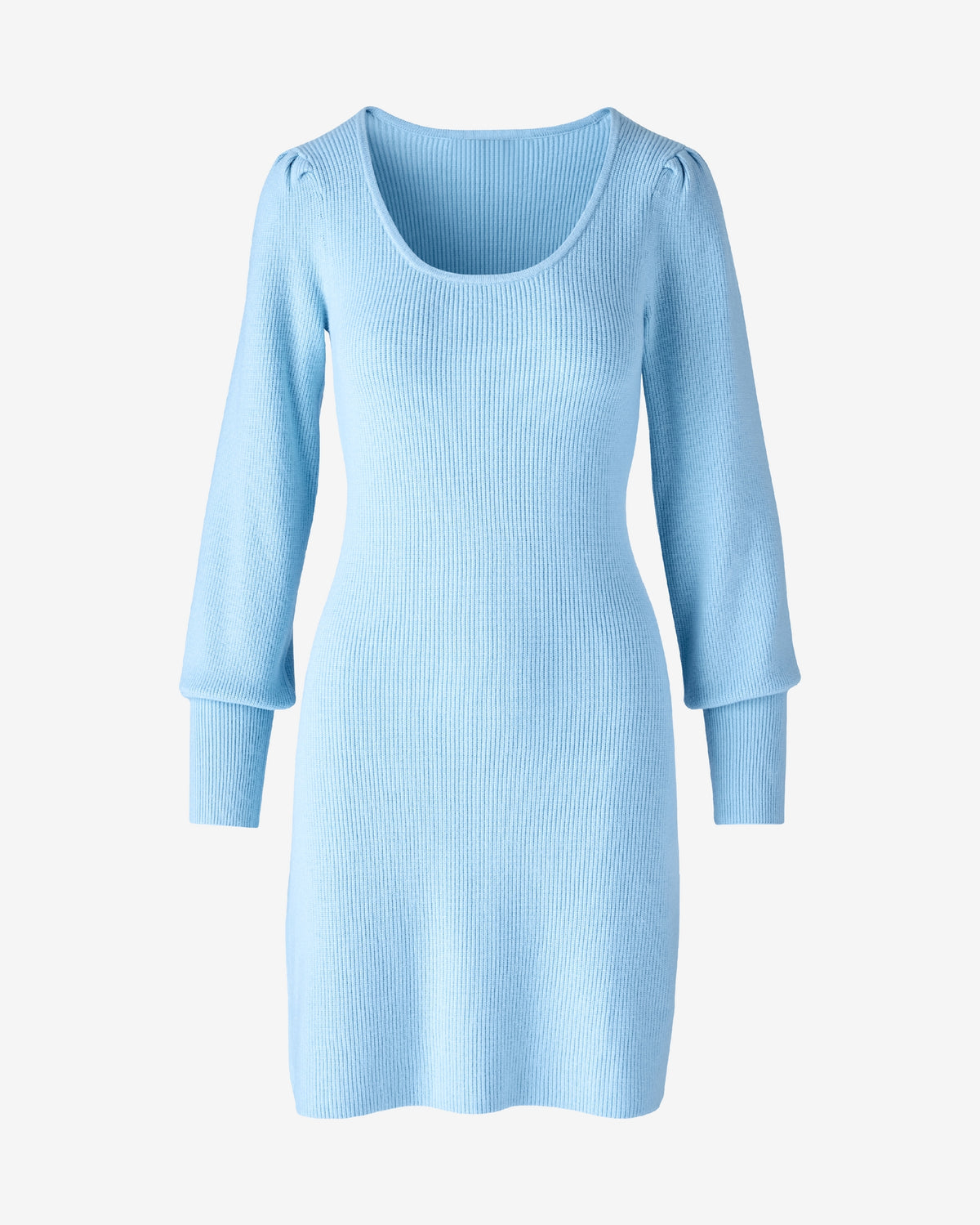 Scoop Neck Balloon Sleeve Sweater Dress Airy Blue