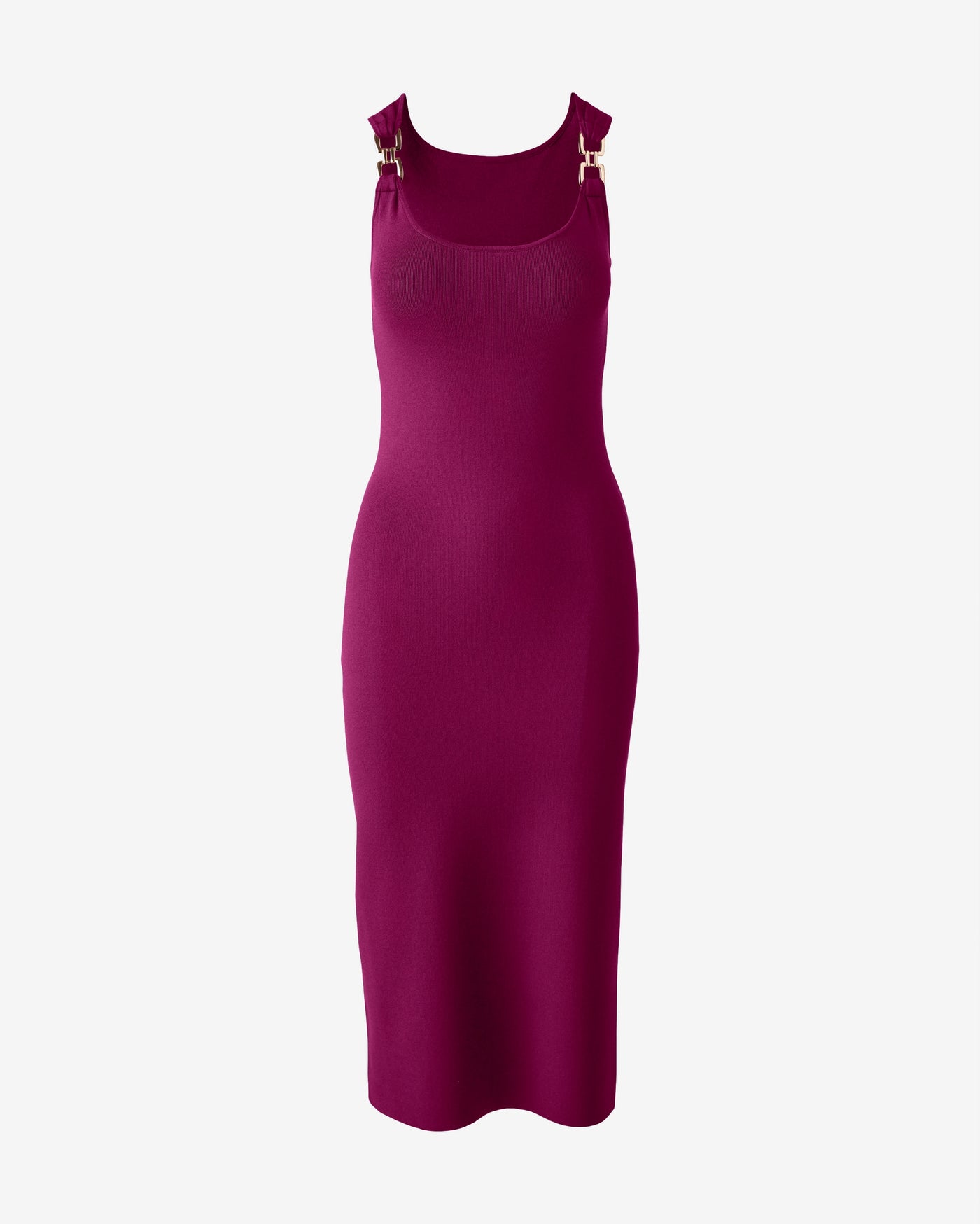 Hardware Strap Midi Sweater Dress Oxblood