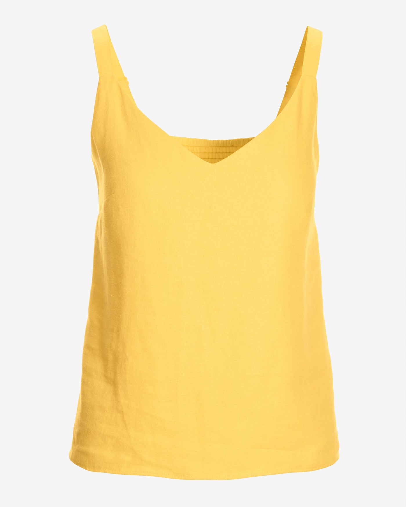 Polished Linen V Neck Tank Lemon Drop