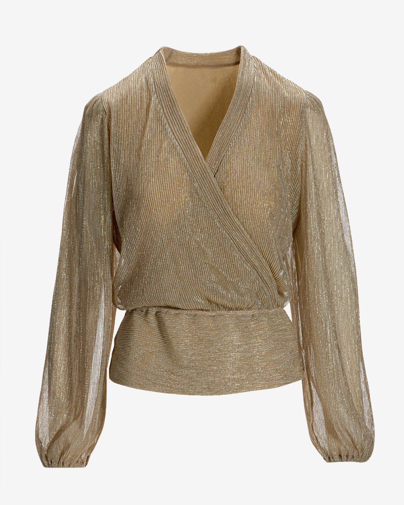 Shimmer Surplice Blouson Top Gold