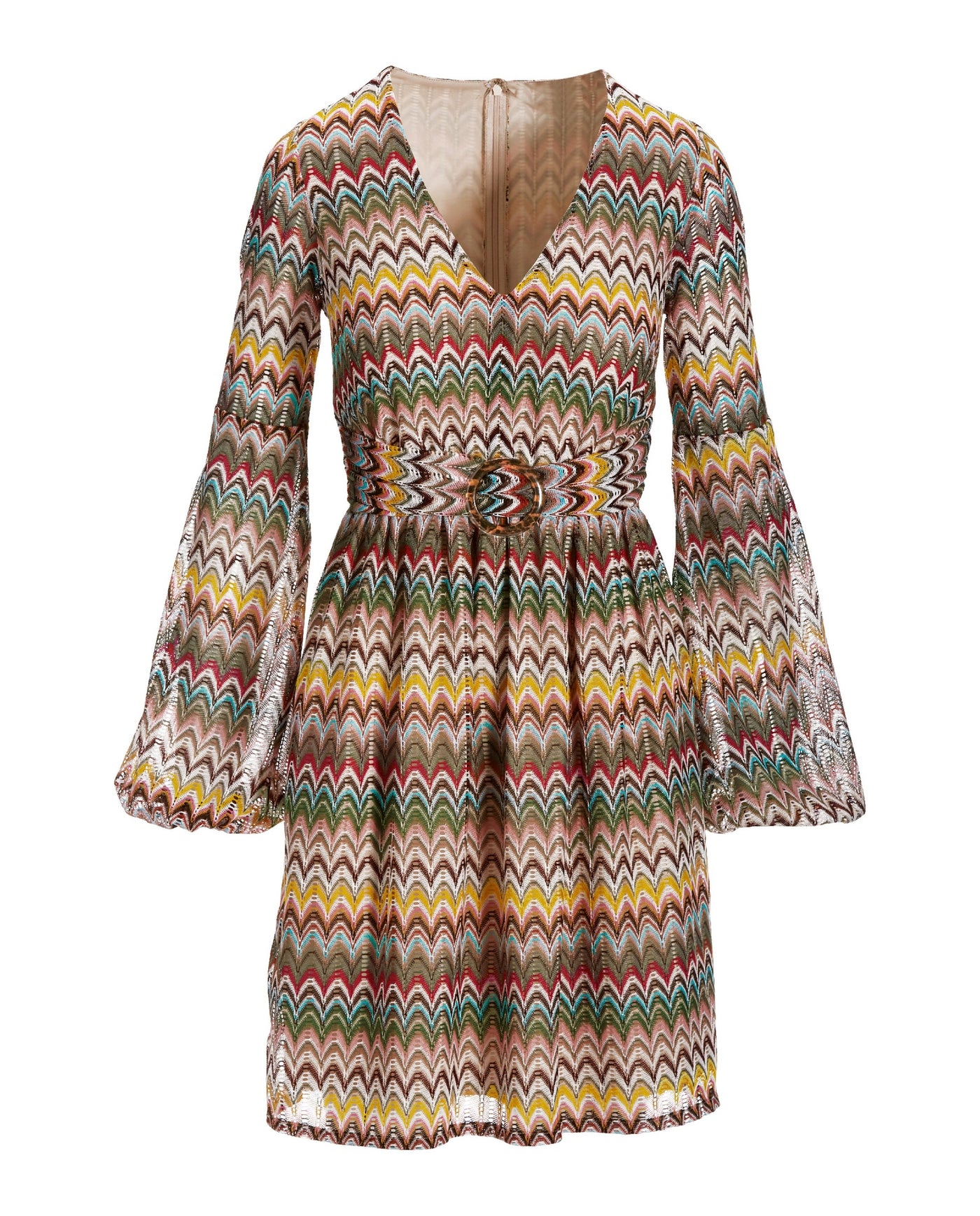Multi Chevron Belted Dress Multi