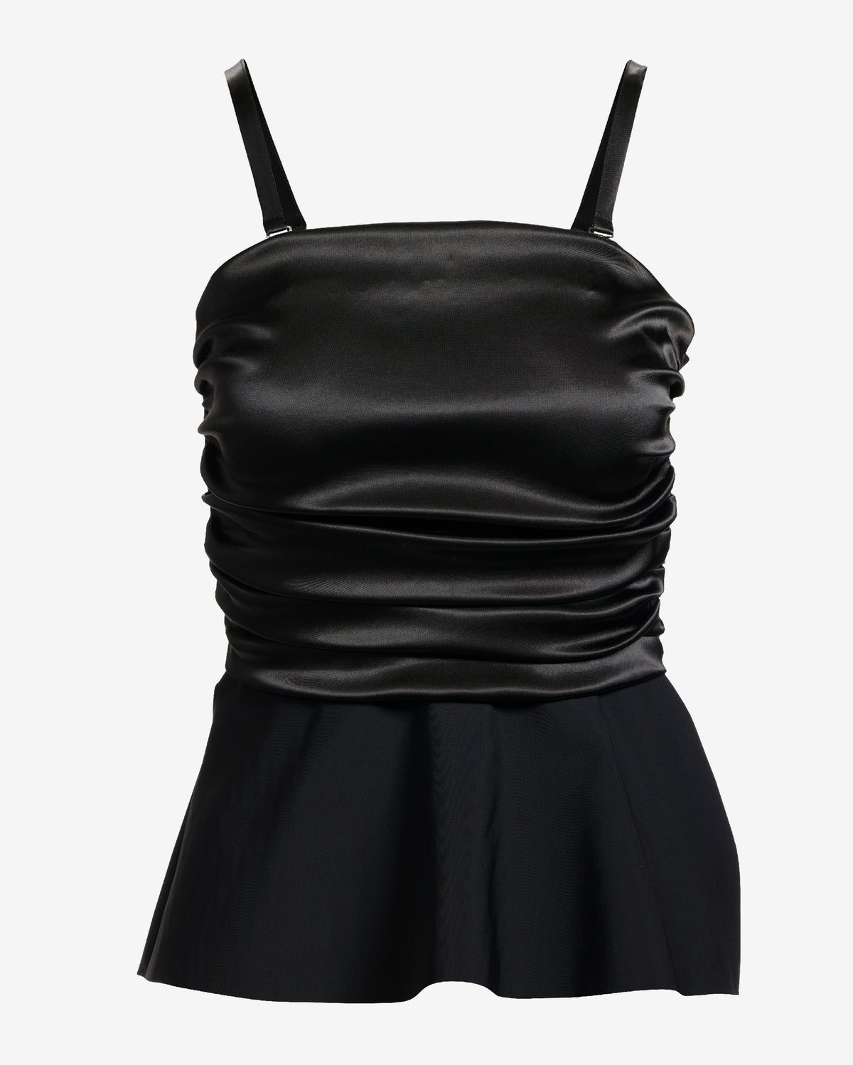 Strapless Ruched Peplum Top Black