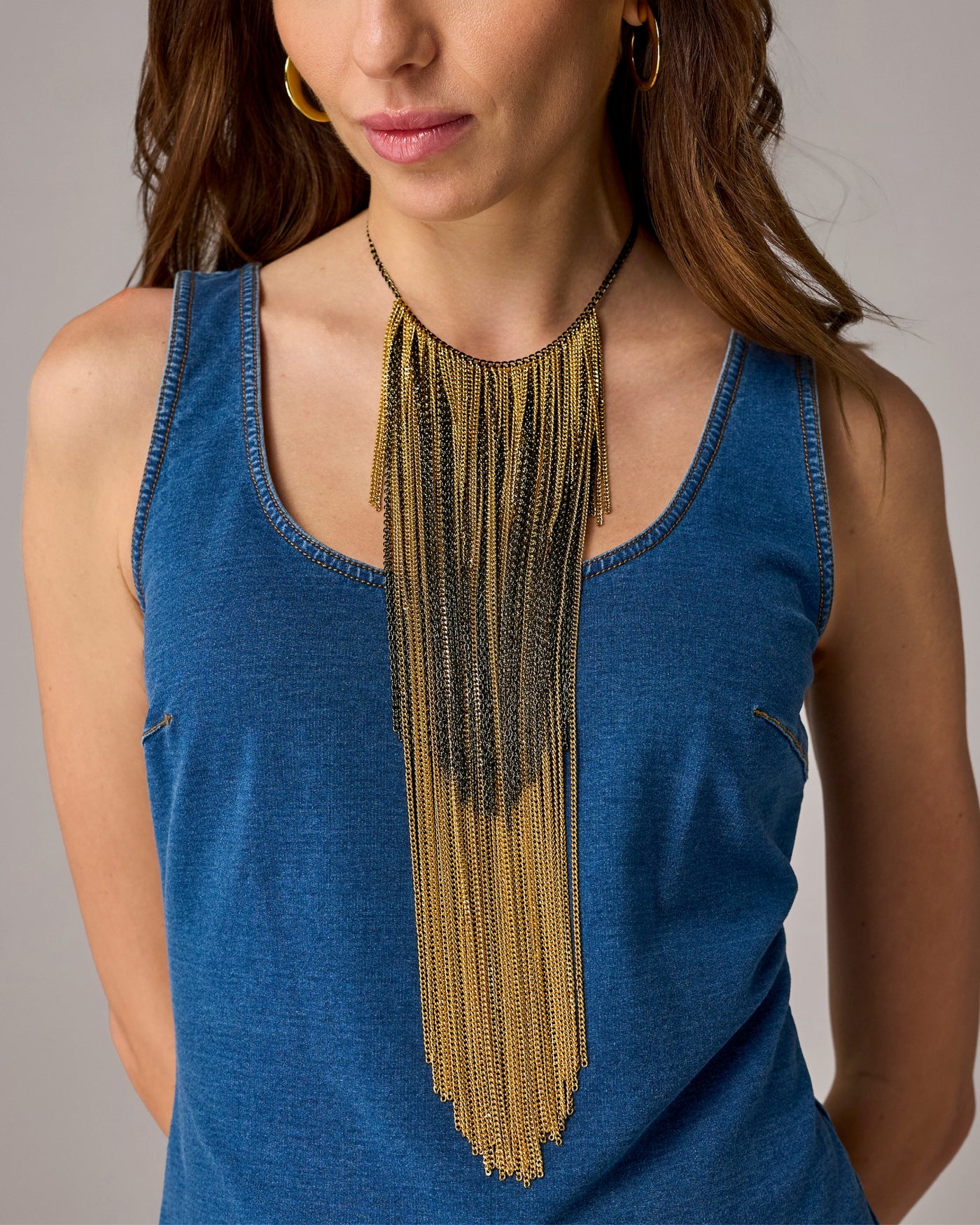 Fringe Statement Necklace Gold/Black