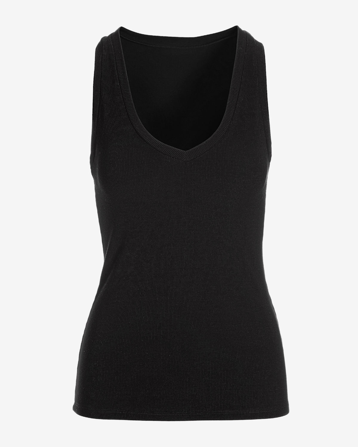 So Essential Ribbed V Neck Tank Black
