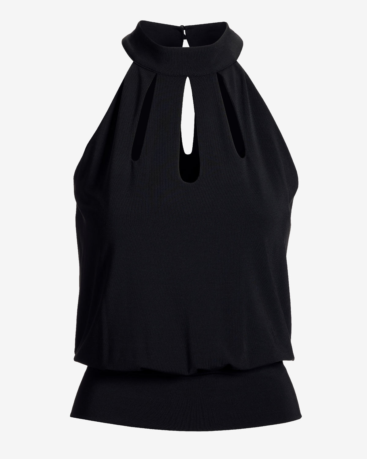 So Chic Cut Out High Neck Blouson Proper Black