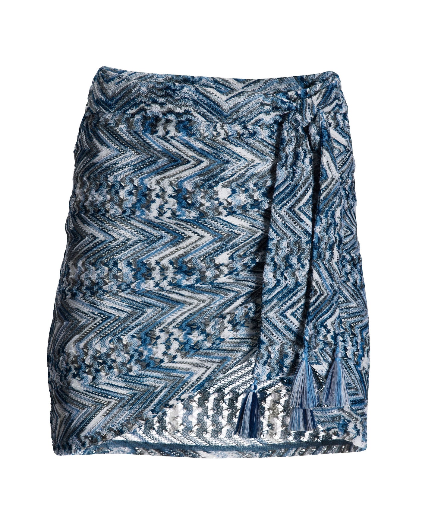 Crochet Mini Cover-Up Skirt Blue Multi
