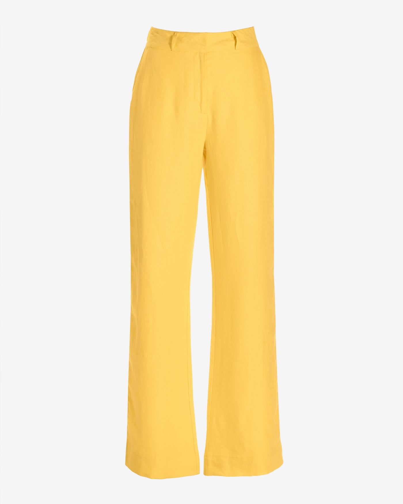 Malibu Polished Linen Wide Leg Trouser Pant Lemon Drop