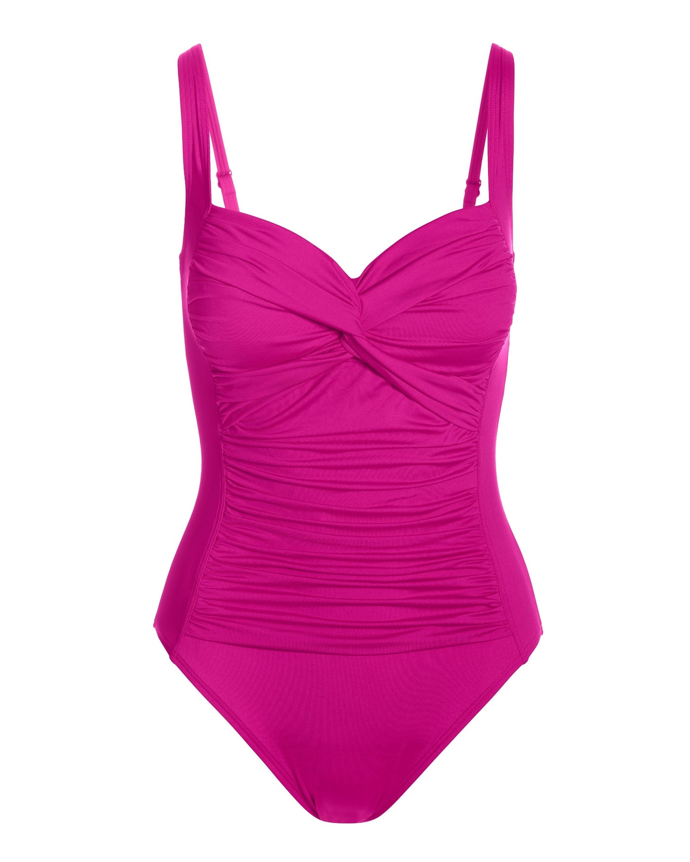 Swim Sense Twist Front One-Piece Swimsuit Fuchsia Red